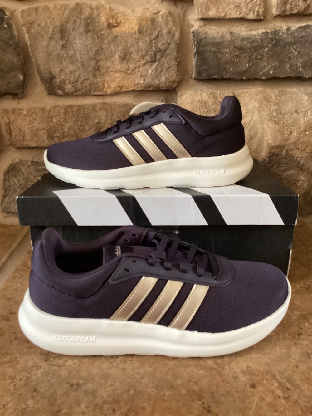 Adidas Lite Racer 4.0 Women 7.5 Shoe Purple Champagne Gold CloudFoam JR8550 NIB